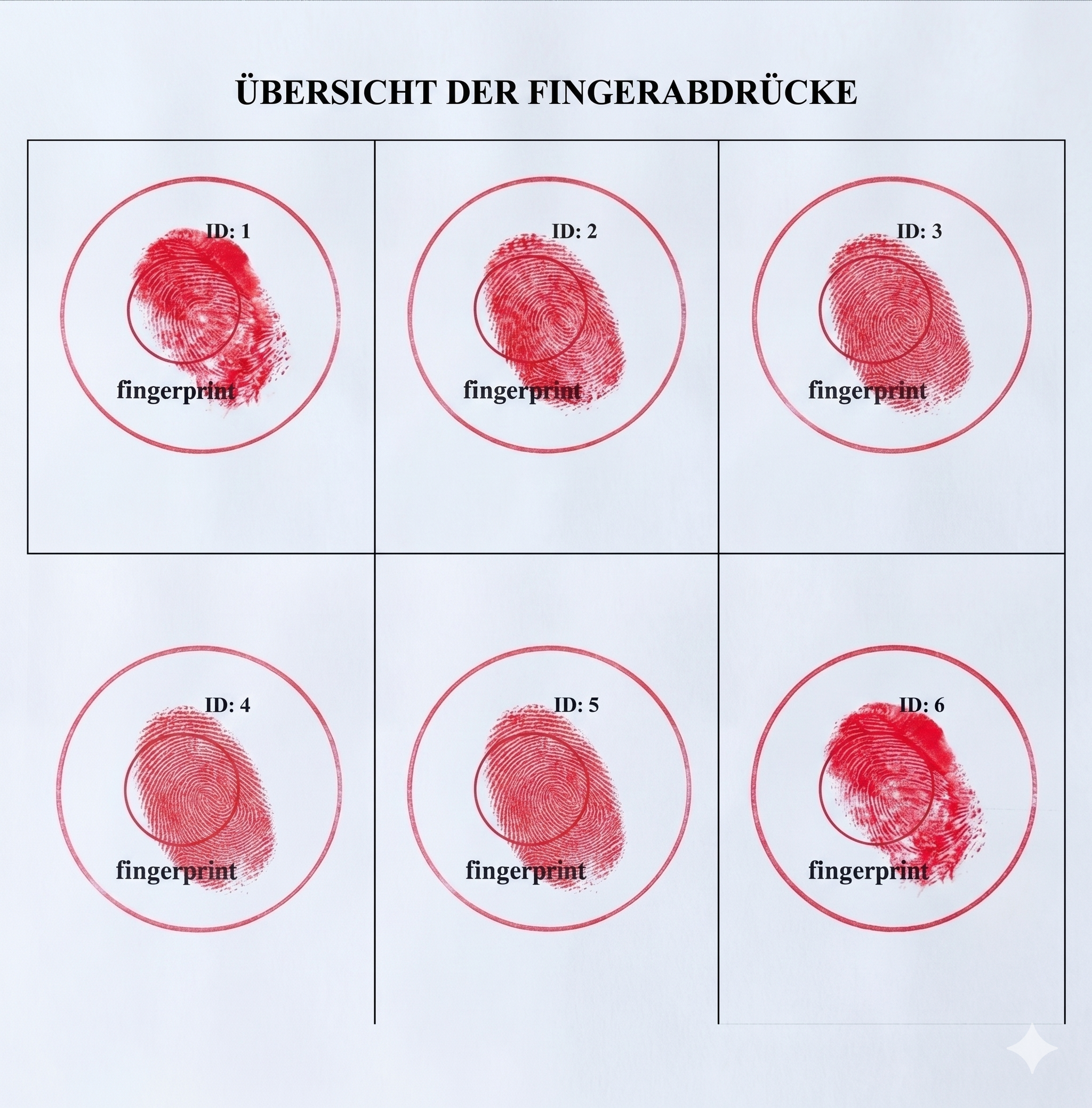 Enrolled fingerprint scans — 6 subjects